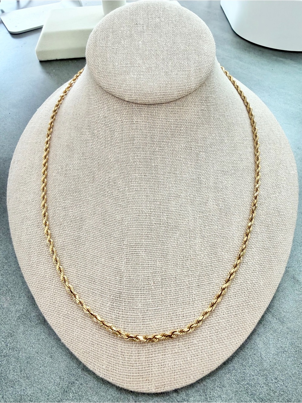 Vintage 14k Solid Gold Diamond Cut Rope Chain Necklace 20” Long Layering Y2K